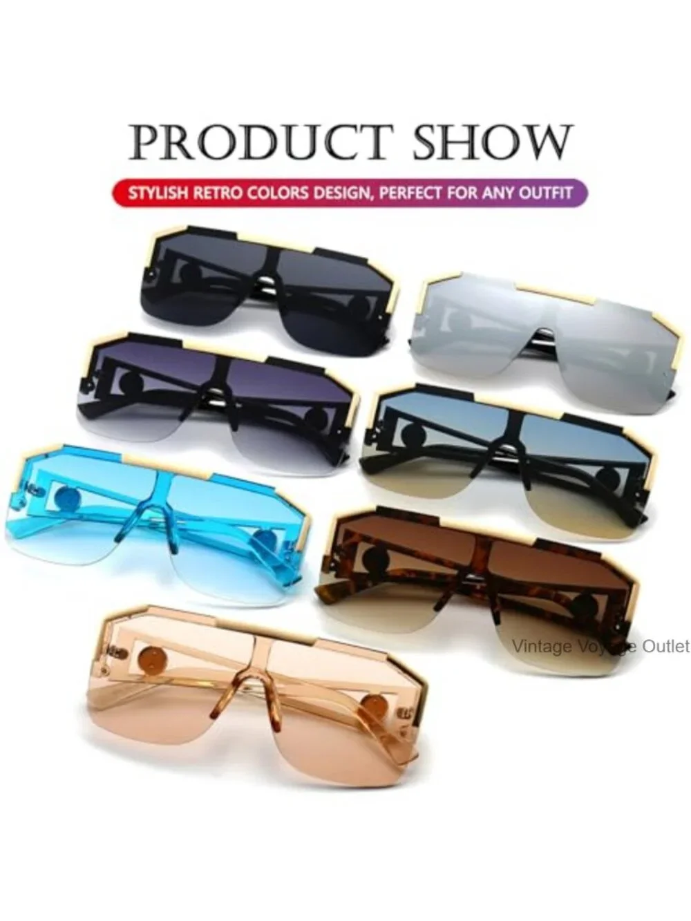 AIEYEZO Oversized Square Shield Sunglasses for Men Women Retro Style